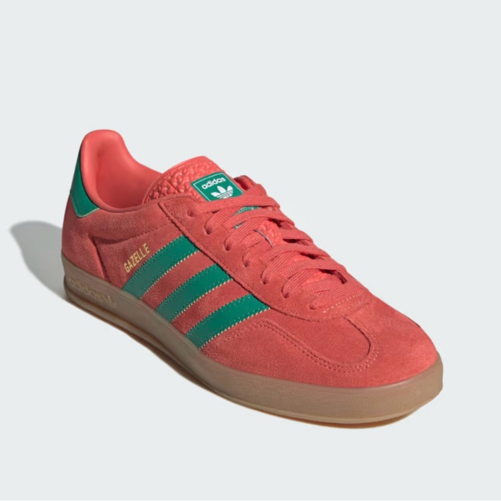 adidas Gazelle Men's Coral Pink and Green Suede Sneakers